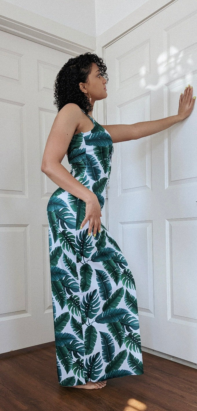 Tropical Low-Cut Back Dress